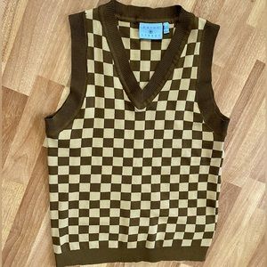 Oversized Checkered Sweater Vest